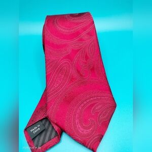 Madison Necktie Tie Red Wine Silk Woven Paisley Swirl Formal Business Wear